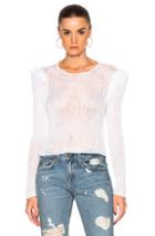 Ryan Roche Open Knit Sweater With Long Puff Sleeves In White