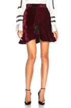Self-portrait Velvet Flounce Mini Skirt In Red