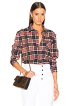 R13 Shredded Seam Shirt In Plaid,red