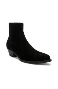 Saint Laurent Suede Lukas 40 Zip Boots In Black