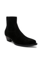 Saint Laurent Suede Lukas 40 Zip Boots In Black