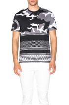 Neil Barrett Kefia Multi Stripe Tee In Black,geometric Print,abstract