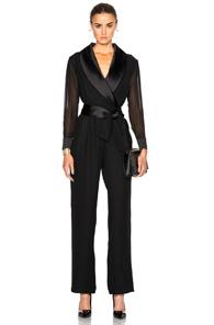 Carolina Ritzler Sheer Sleeve Jumpsuit In Black