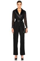 Carolina Ritzler Sheer Sleeve Jumpsuit In Black