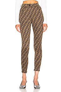 Fendi Ff Logo Pant In Abstract,brown,neutral