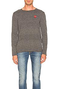 Comme Des Garcons Play Logo Emblem Sweatshirt In Gray