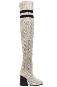 Maison Margiela Knit Knee High Boots In Neutrals