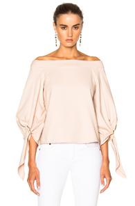 Tibi Off Shoulder Sculpted Top In Pink