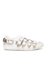 Toga Pulla Buckled Leather Sneakers In White