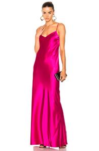 Galvan V Neck Satin Slip Dress In Pink