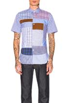 Junya Watanabe Multi Fabric Shirt In Blue,checkered & Plaid