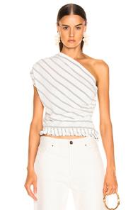 Smythe Asymmetrical Top In Gray,stripes,white