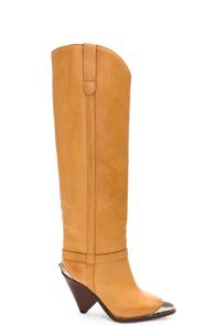 Isabel Marant Leather Lenskee Boots In Neutral