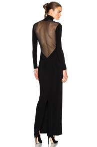 Norma Kamali Low Back Mesh Dress In Black