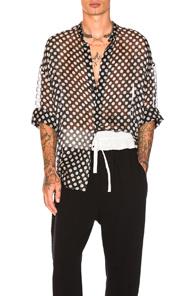 Haider Ackermann Short Sleeved Oversized Shirt In Black,geomtric Print