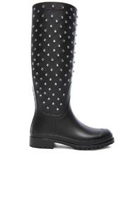 Saint Laurent Crystal Studded Rubber Festival Boots In Black
