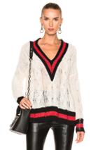 Rag & Bone Emma V-neck Sweater In Red,stripes,white