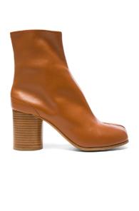 Maison Margiela Leather Split Toe Booties In Brown