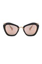 Miu Miu Cat Eye Sunglasses In Black,metallics