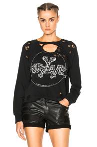Unravel Terry Bones Raglan Sweatshirt In Black