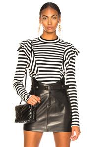 Veronica Beard Dawson Tee In Black,stripes,white