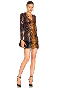 Balmain Snake Print Mini Dress In Metallics,orange,animal Print