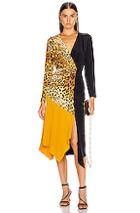 Cushnie Color Block Long Sleeve Dress In Animal Print,black,yellow