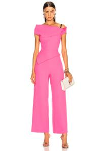 Roland Mouret Gable Double Wool Crepe Jumpsuit In Pink