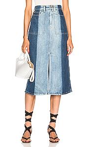 Proenza Schouler Pswl Slit Denim Skirt In Denim Light,denim Medium