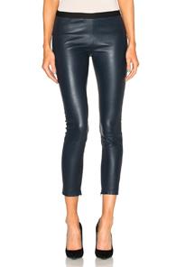 Theperfext Brittany Cropped Leather Pants In Blue