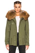 Mr & Mrs Italy Mini Parka Jacket With Raccoon Fur In Green