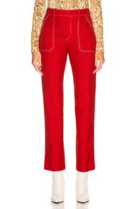 Chloe Contrast Stitching Trousers In Red