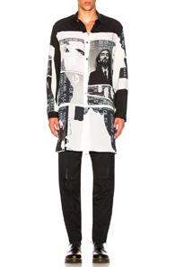 Yohji Yamamoto Printed Side Button Shirt In Abstract,black,gray