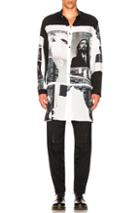 Yohji Yamamoto Printed Side Button Shirt In Abstract,black,gray