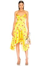 Caroline Constas Marie Slip Dress In Floral,yellow