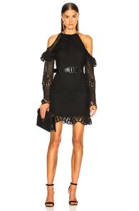 Self-portrait Waist Detail Crochet Mini Dress In Black