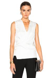 Victoria Beckham Satin Back Crepe Draped Blouse In White
