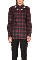 Givenchy Star Bleach Plaid Shirt In Checkered & Plaid,black,red