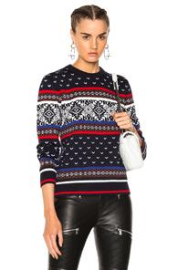 Msgm Jacquard Knit Sweater In Abstract,blue,red