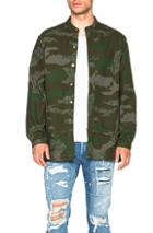 Mr. Completely Banded Collar Jacket In Green,abstract