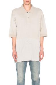 Lanvin Washed Fluid Fleece Polo In Neutrals