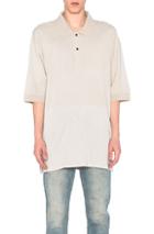 Lanvin Washed Fluid Fleece Polo In Neutrals