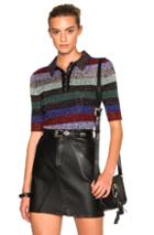 Coach 1941 Lurex Polo Sweater In Blue,stripes,metallics
