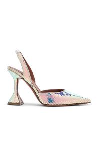Amina Muaddi Hologram Leather Holli Slingback Pumps In Metallic