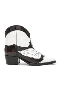 Ganni Leather Meg Boots In White,brown