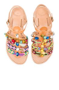 Elina Linardaki Leather Astarte Ii Sandals In Neutrals,neon
