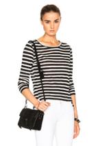 Frame Denim Pin Tuck Long Sleeve Tee In White,blue,stripes