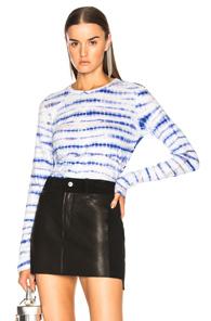 Proenza Schouler Tie Dye Tissue Jersey Long Sleeve Tee In Blue,ombre & Tie Dye