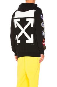 Off-white Patch Full Zip Hoodie In Black