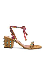 Valentino Suede Rockstud Sandals In Brown